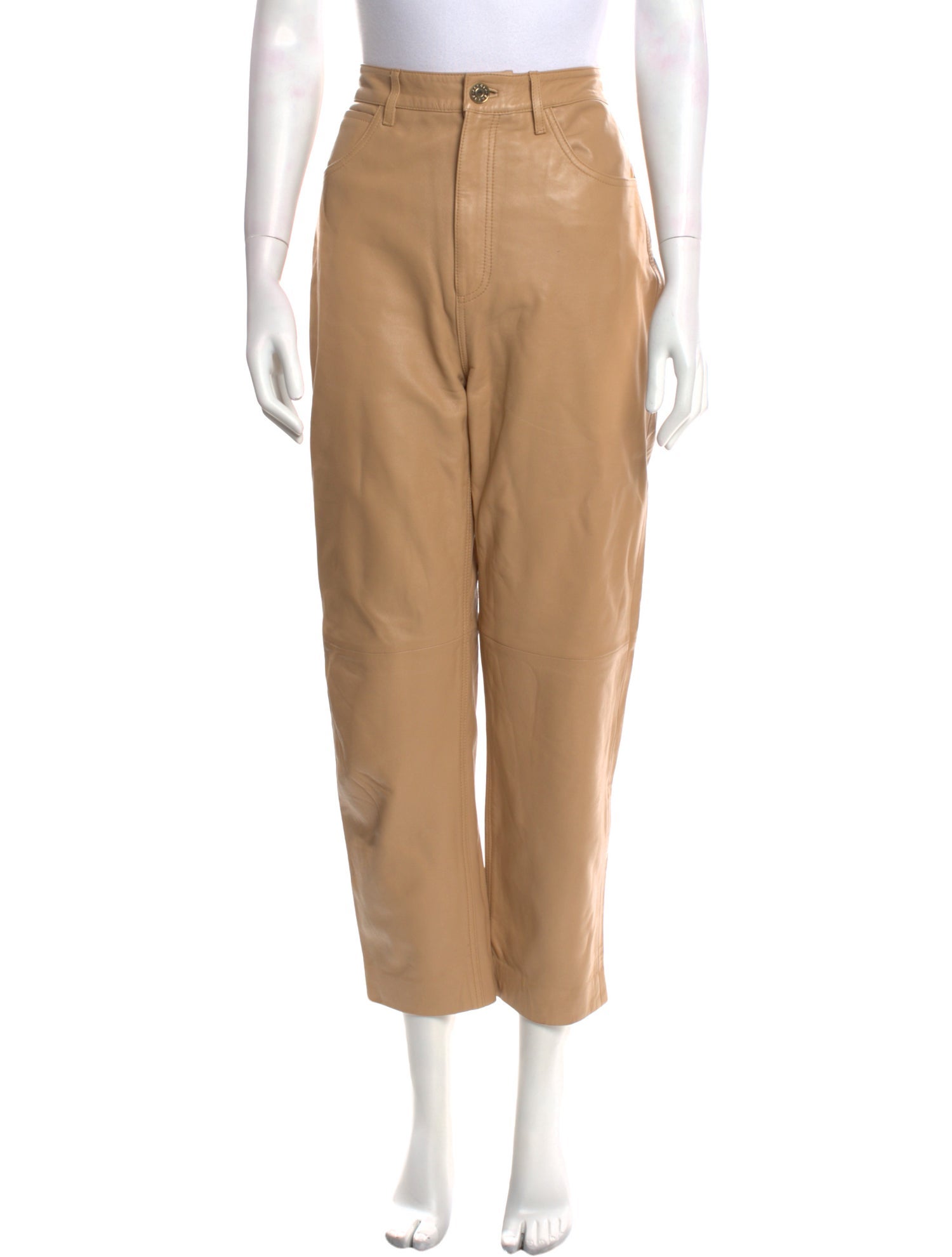 Sandro Lamb Leather Straight Leg Pants