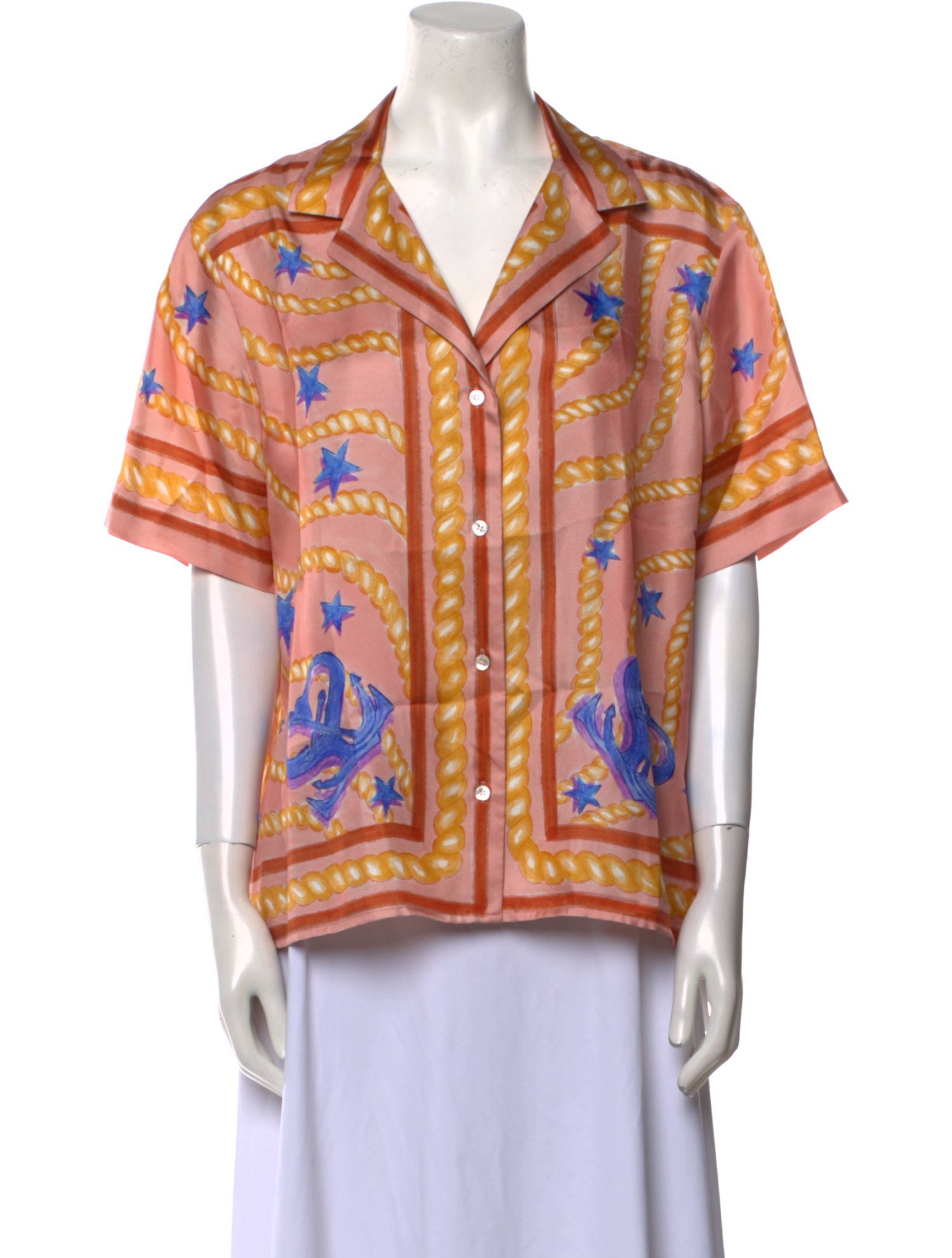 Sandro Silk Printed Button-Up Top