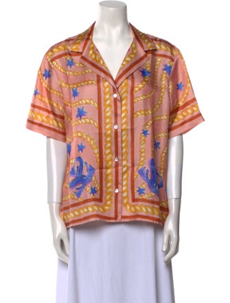 Sandro Silk Printed Button-Up Top