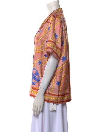 Sandro Silk Printed Button-Up Top