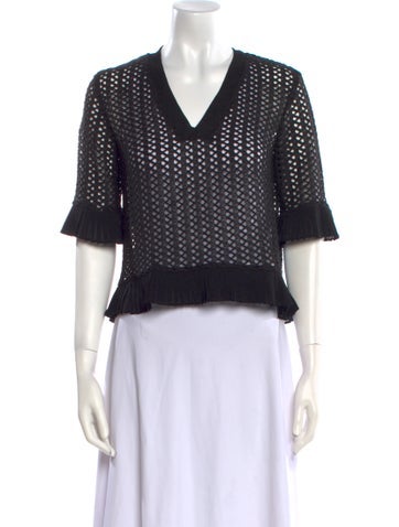 Sandro Knitwear Patterned V-Neck Sweater M