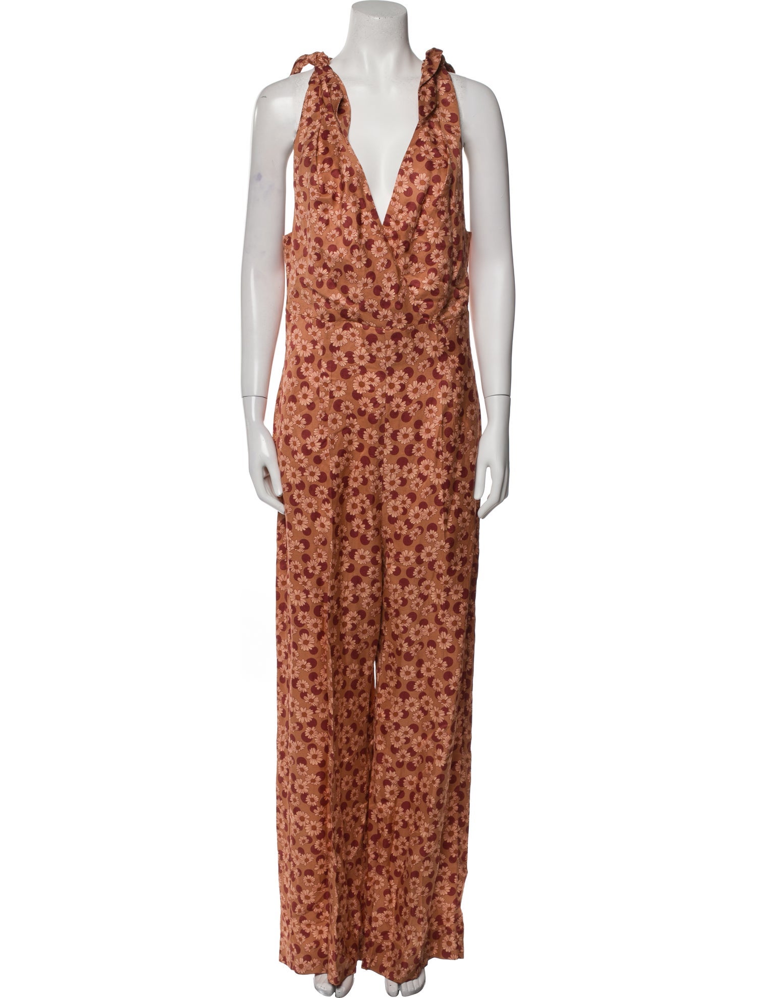 Sandro Patterned Plunge Neckline Jumpsuit w/ Tags