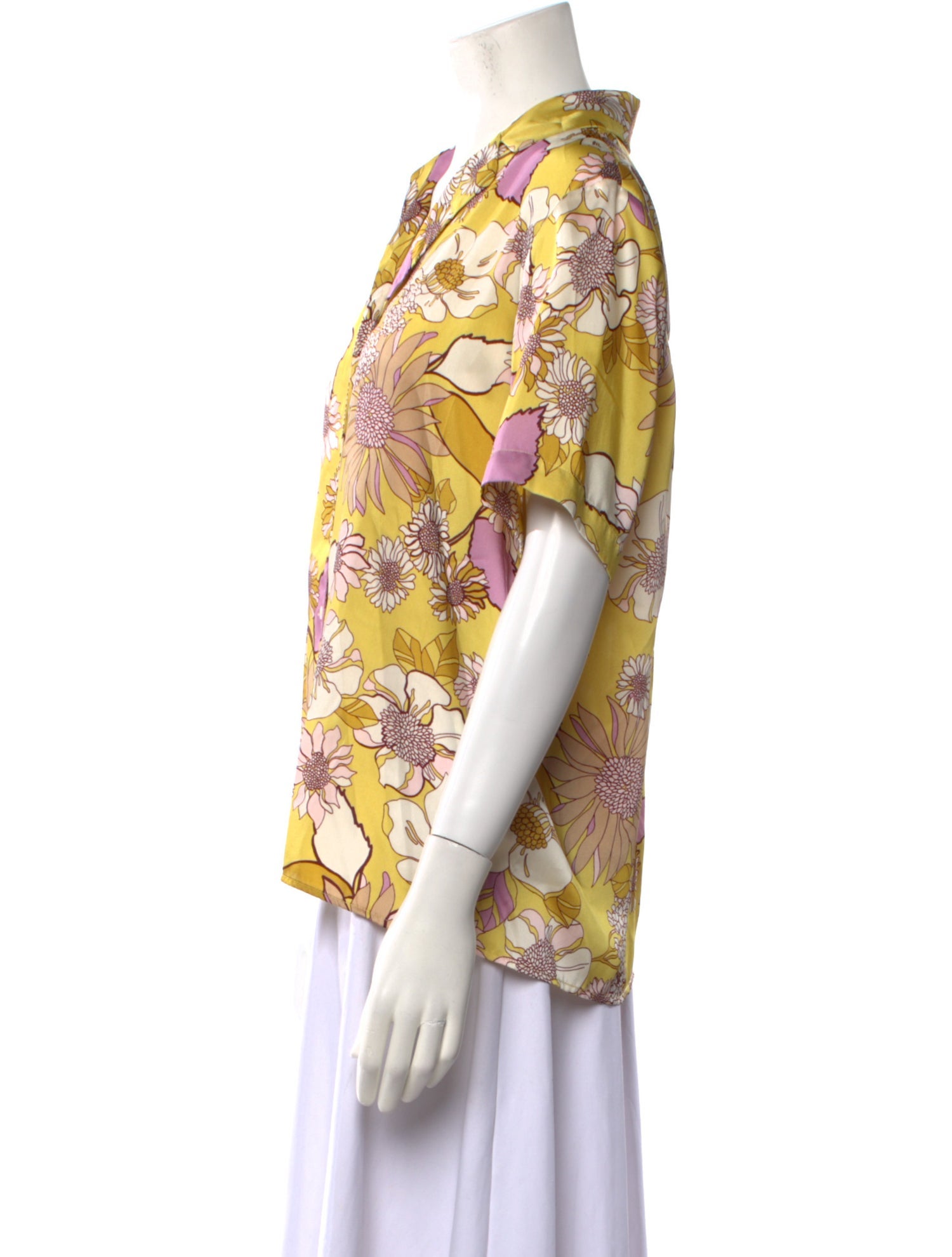 Sandro Floral Print V-Neck Button-Up Top