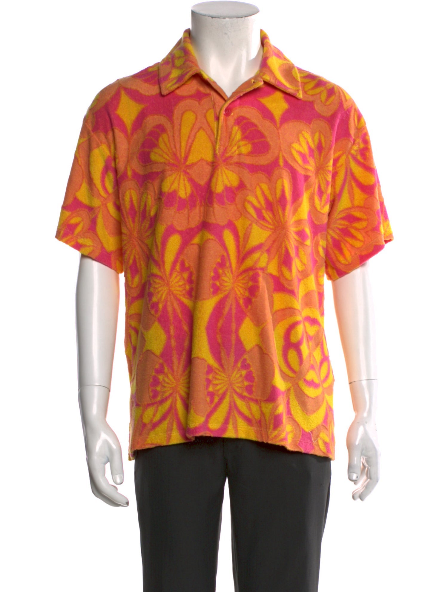 Sandro Floral Print Collar Polo Shirt