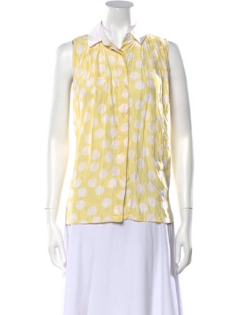 Sandro Silk Polka Dot Print Button-Up Top