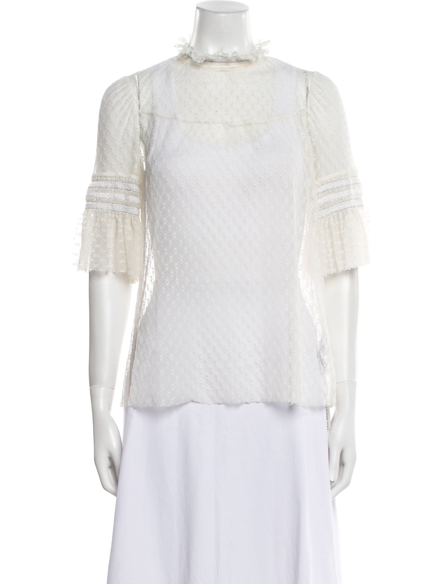 Sandro Mock Neck Short Sleeve Blouse