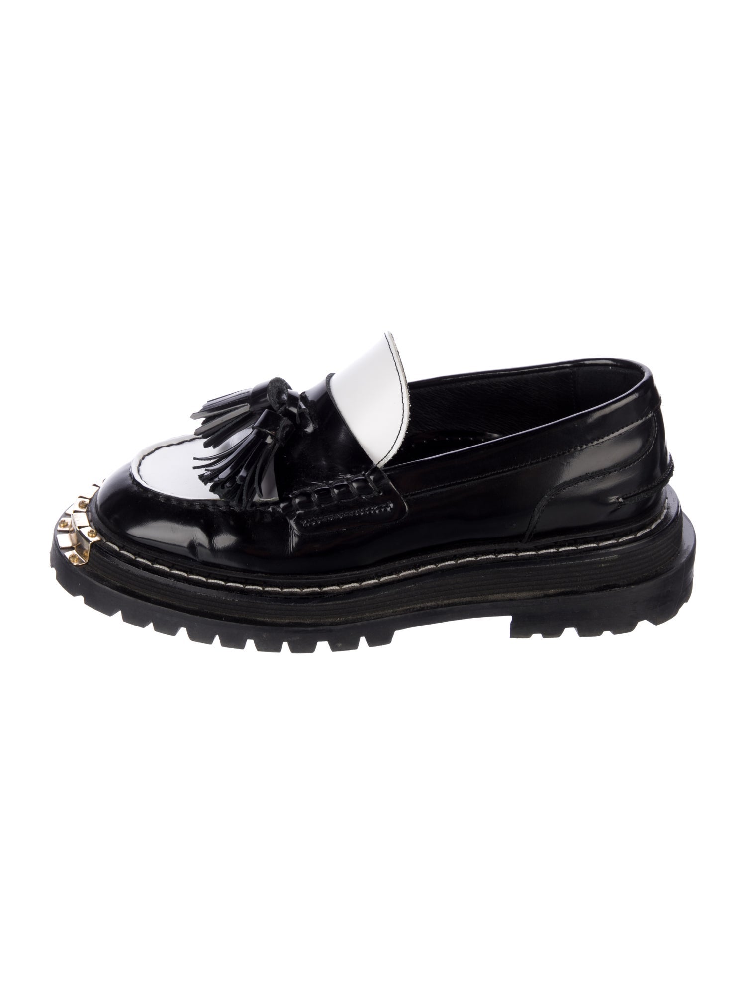 Sandro Patent Leather Tassel Accents Loafers