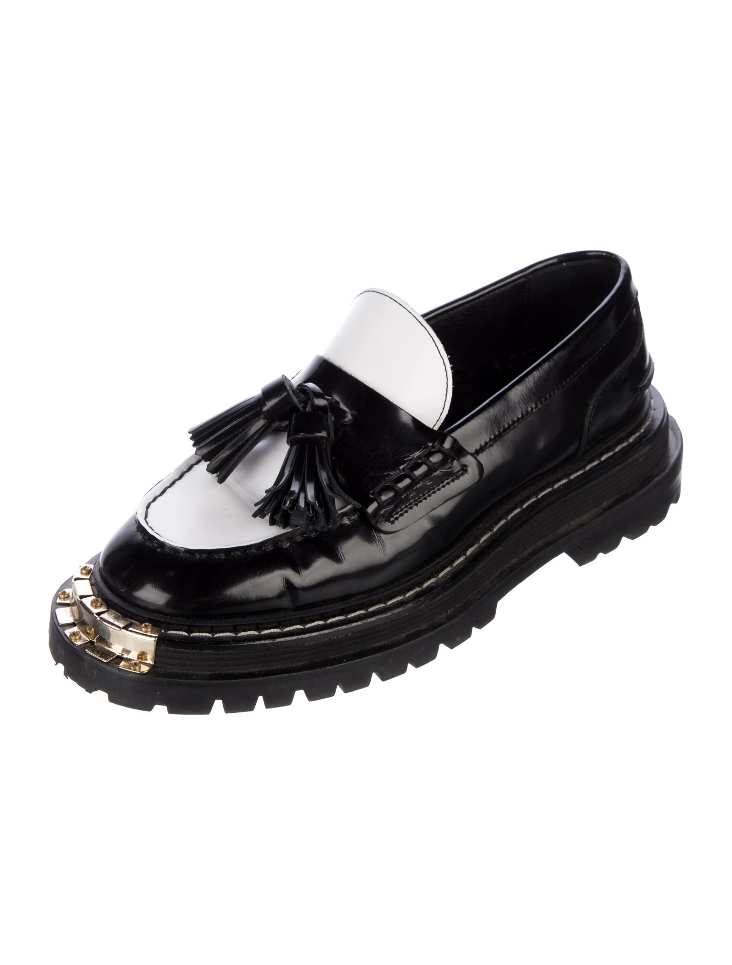 Sandro Patent Leather Tassel Accents Loafers