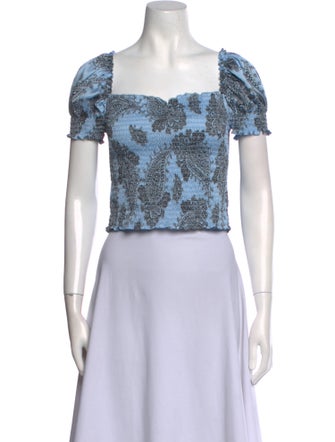 Sandro Paisley Print Square Neckline Crop Top