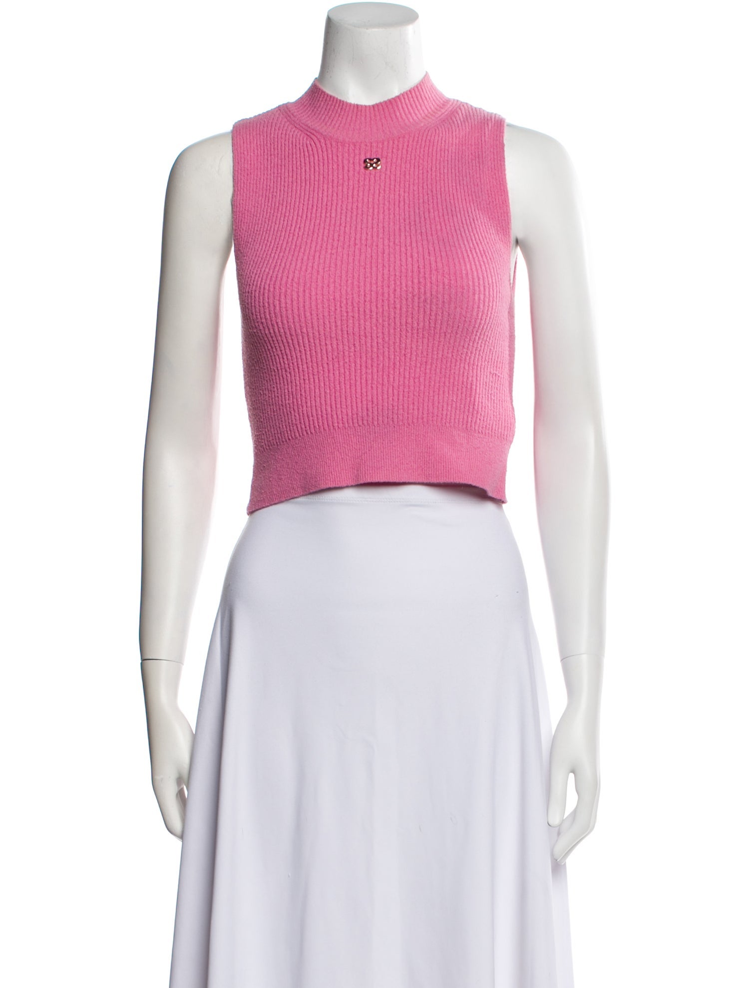 Sandro Mock Neck Sleeveless Crop Top