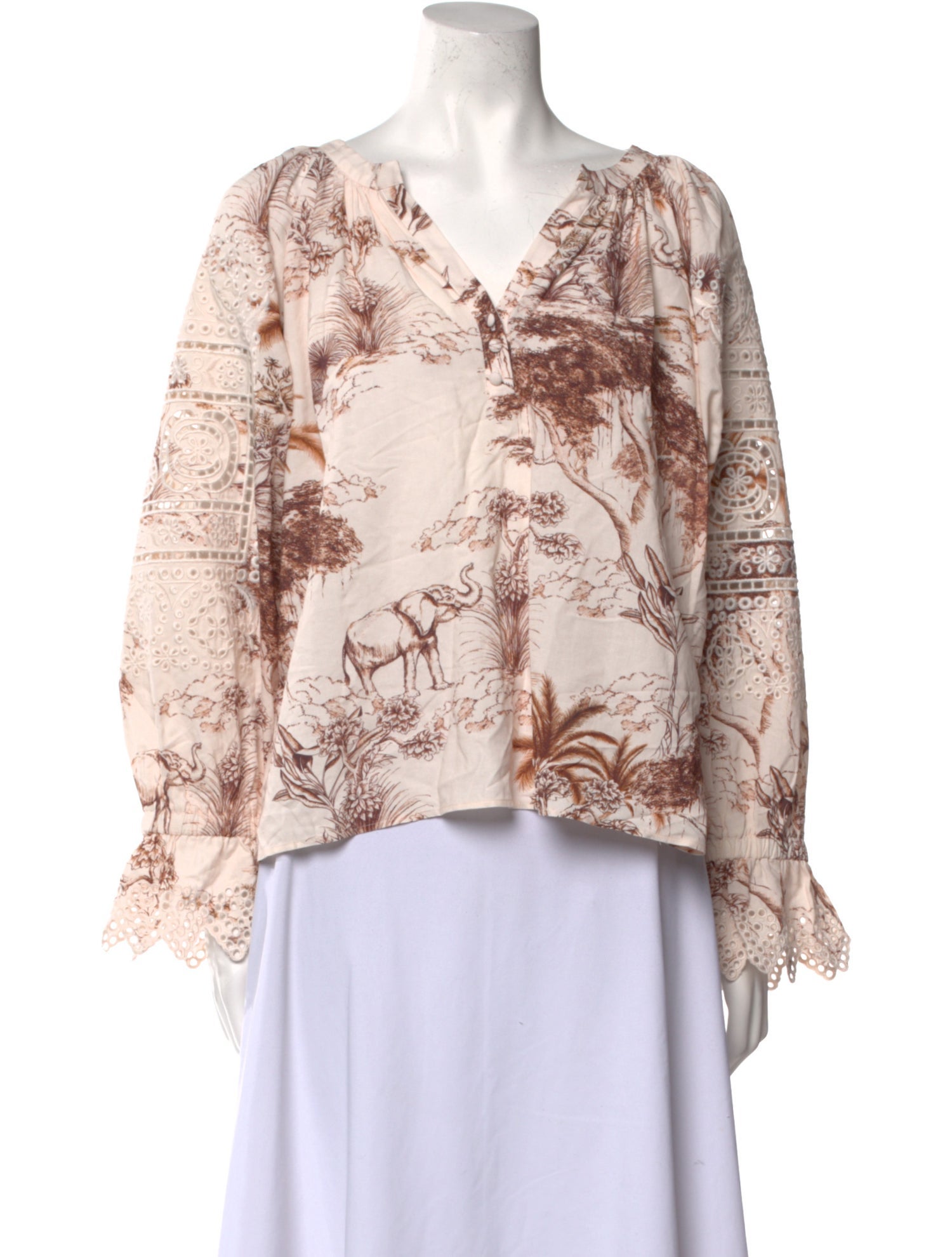 Sandro Printed V-Neck Blouse