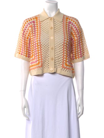 Sandro Patterned Short Sleeve Crop Top