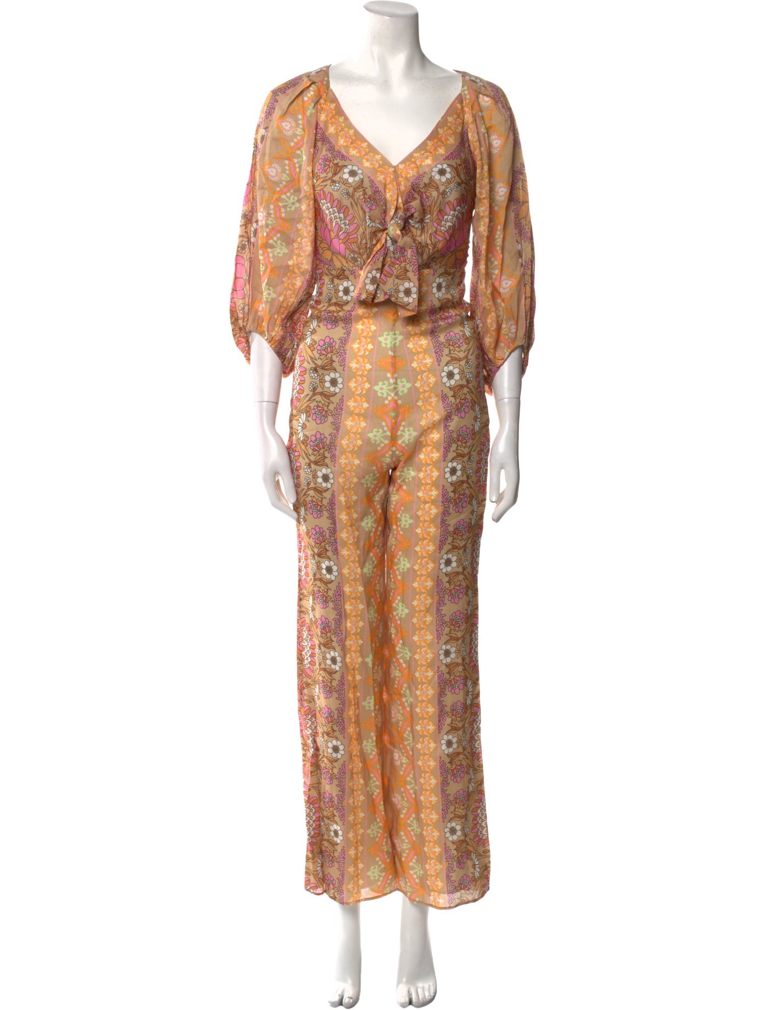 Sandro Linen Printed Jumpsuit w/ Tags