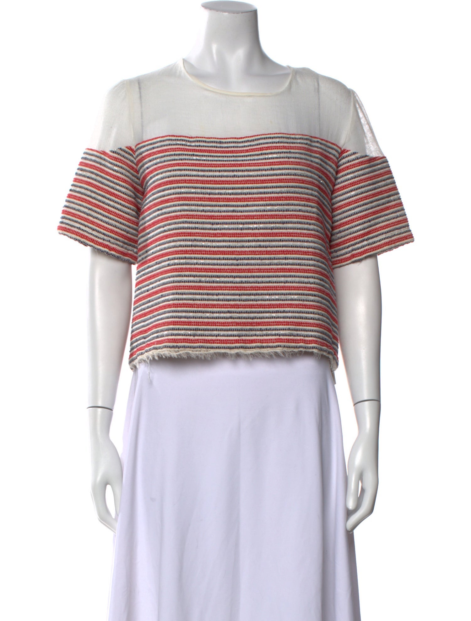 Sandro Striped Bateau Neckline Sweater