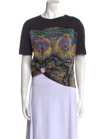 Sandro Tops Paisley Print Crew Neck T-Shirt S