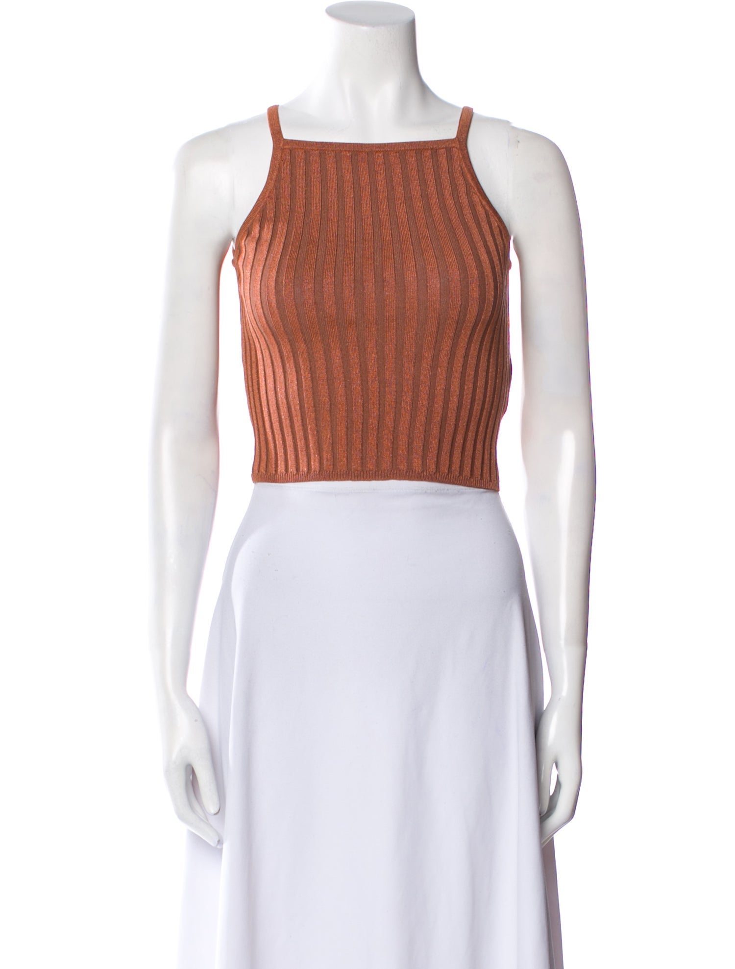 Sandro Square Neckline Sleeveless Crop Top