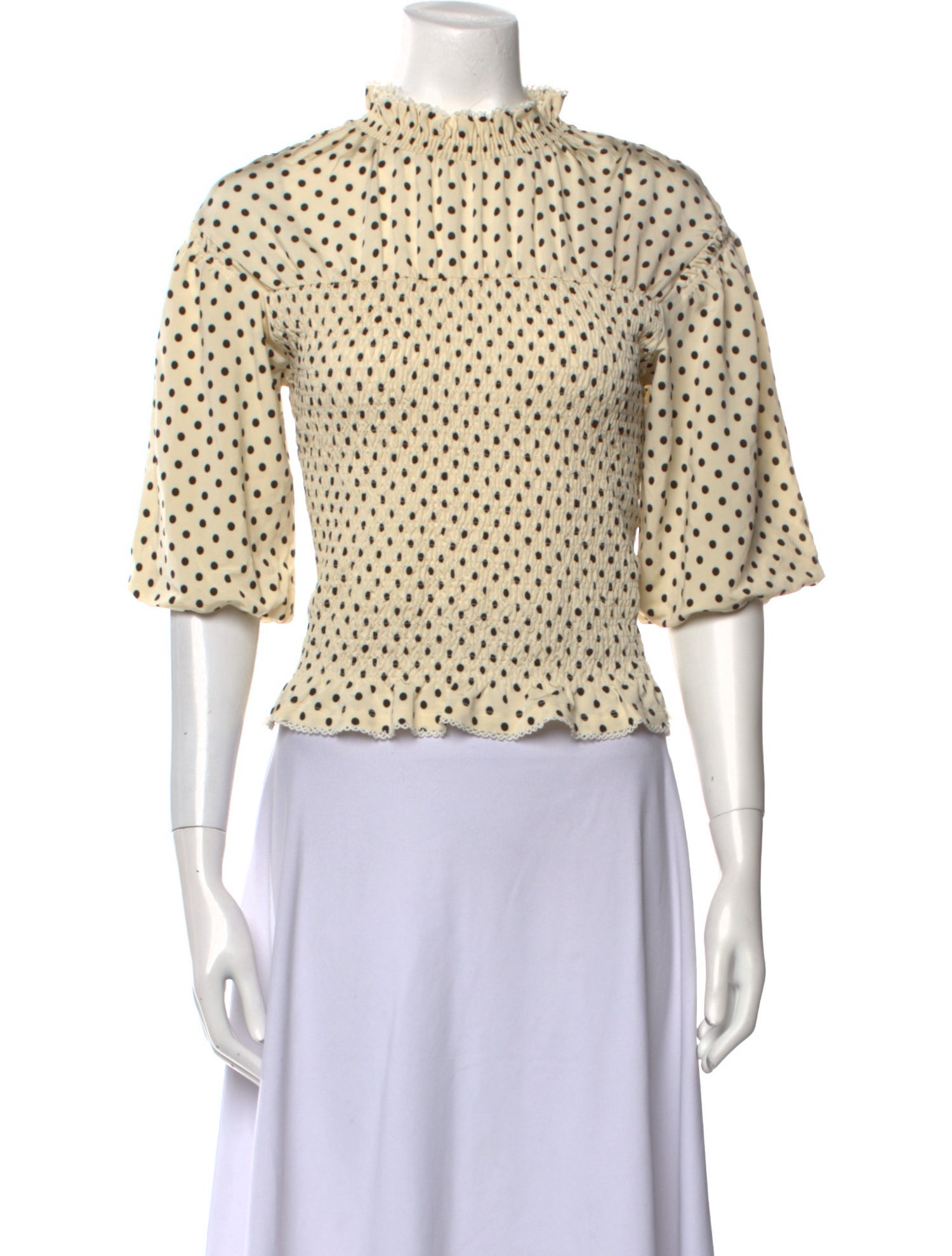 Sandro Polka Dot Print Mock Neck Crop Top w/ Tags