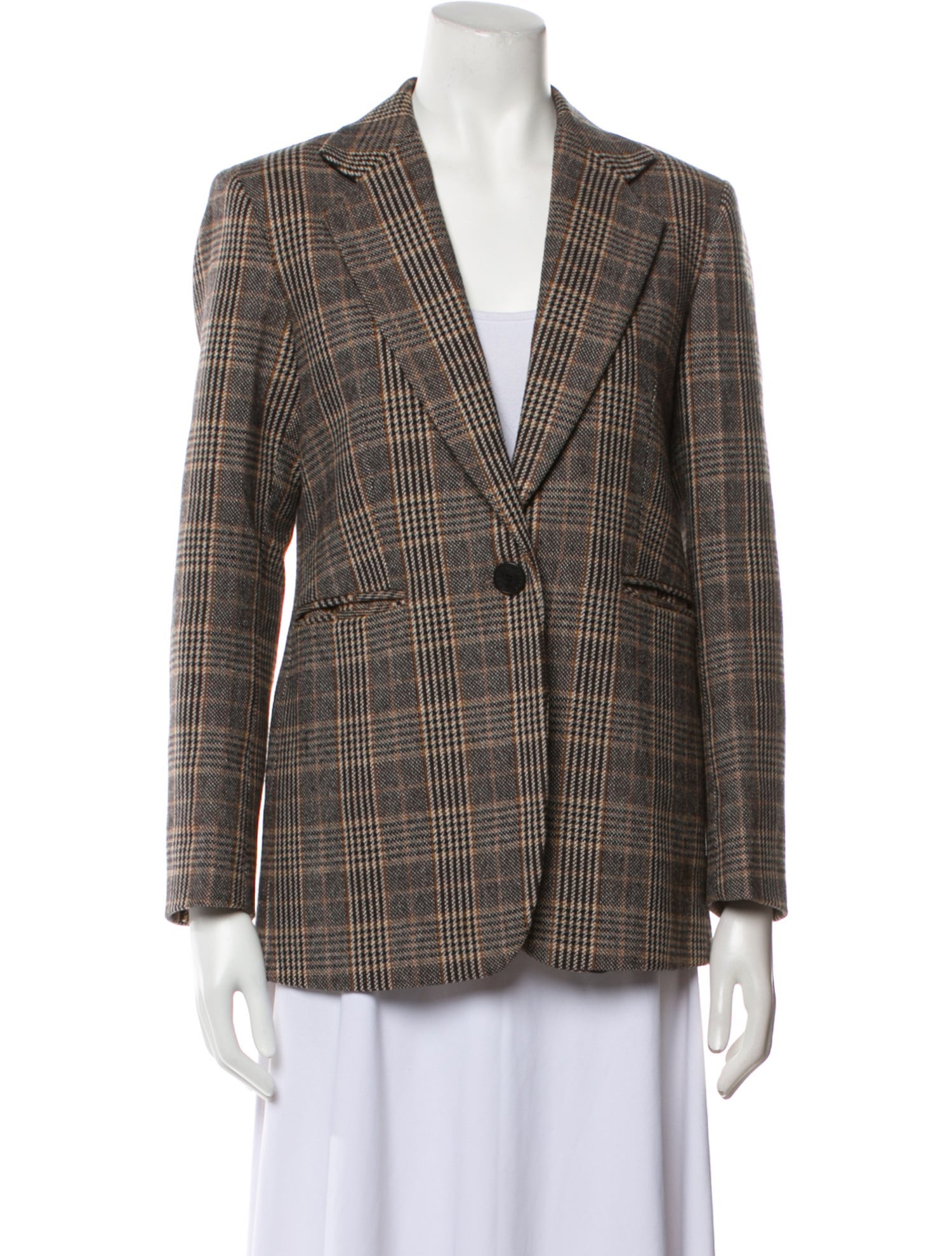 Sandro Wool Plaid Print Blazer