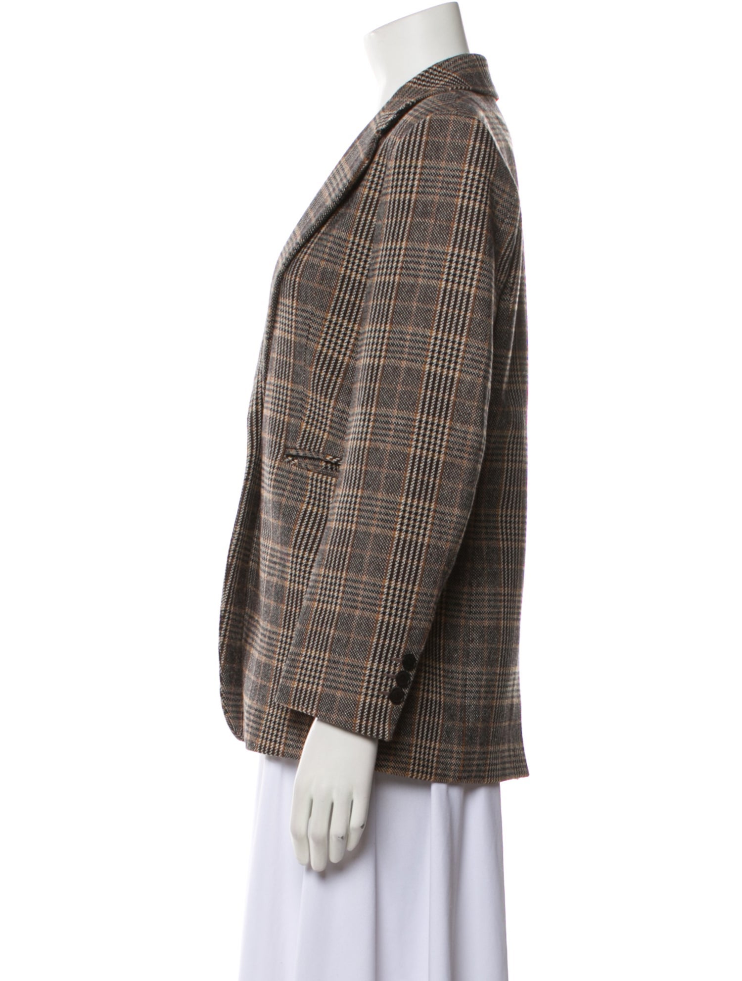 Sandro Wool Plaid Print Blazer