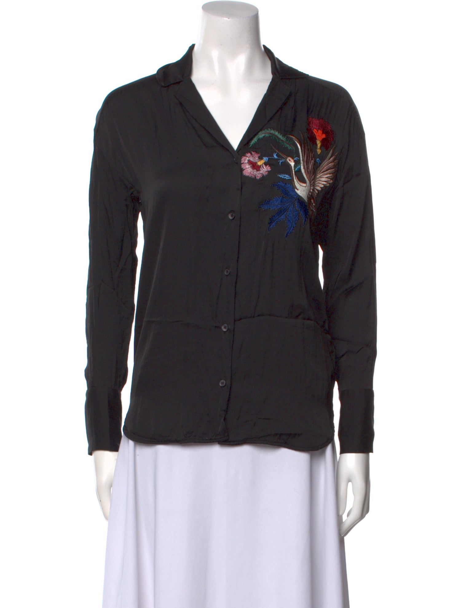 Sandro Graphic Print Long Sleeve Button-Up Top