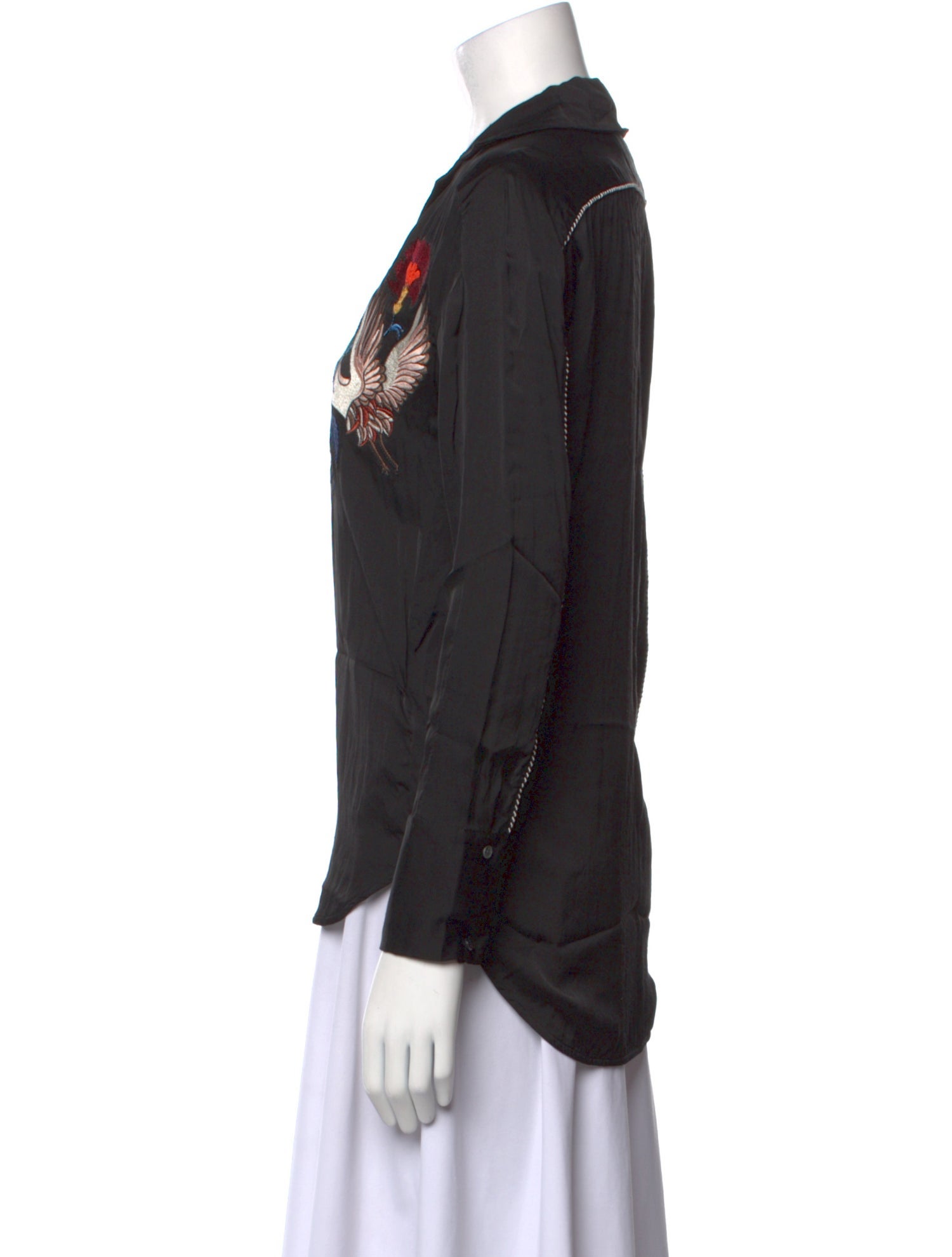 Sandro Graphic Print Long Sleeve Button-Up Top