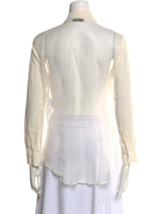 Sandro Silk Long Sleeve Button-Up Top