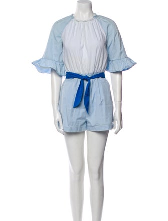 Sandro Colorblock Pattern Crew Neck Romper