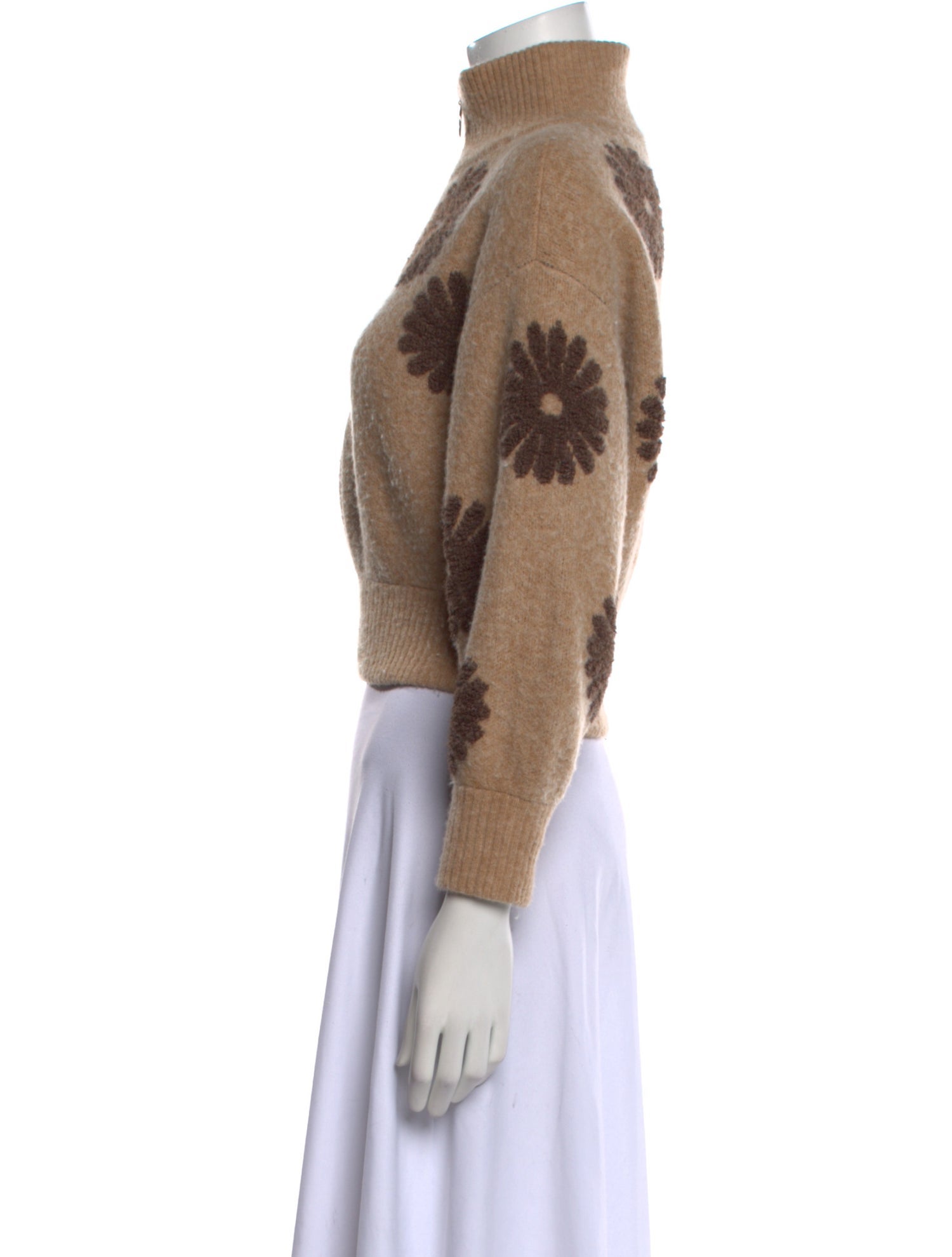 Sandro Printed Mock Neck Sweater