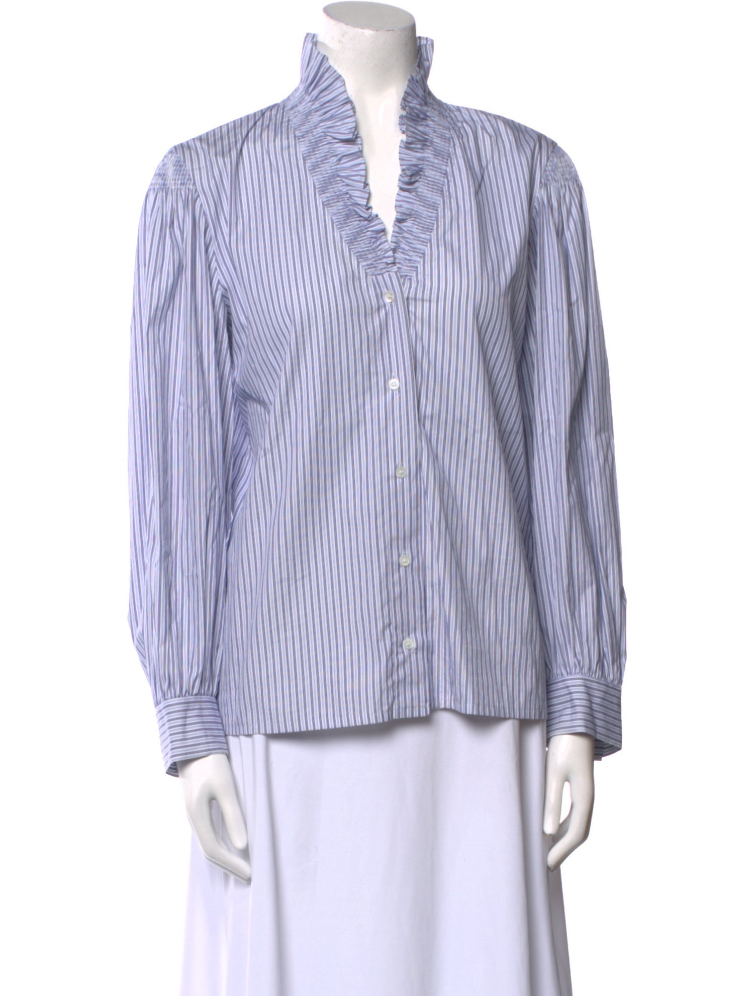 Sandro Striped V-Neck Button-Up Top