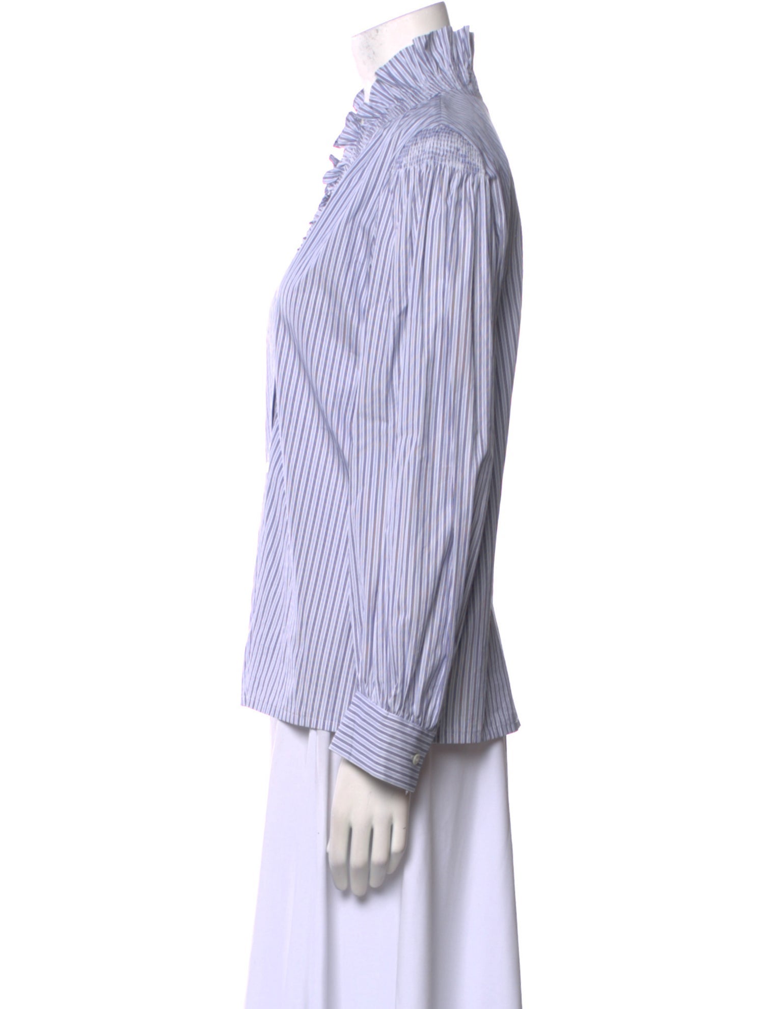 Sandro Striped V-Neck Button-Up Top