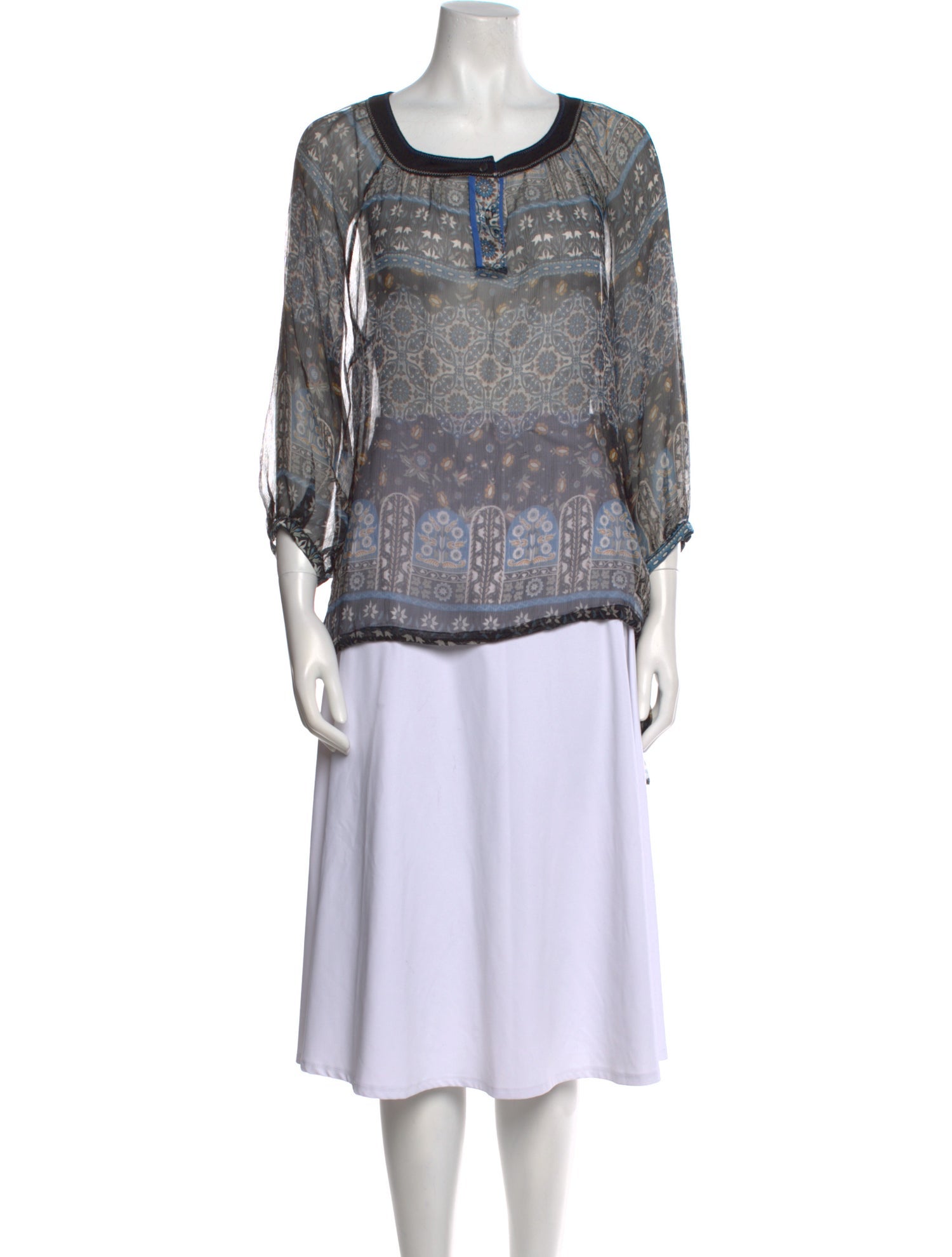 Sandro Printed Scoop Neck Tunic