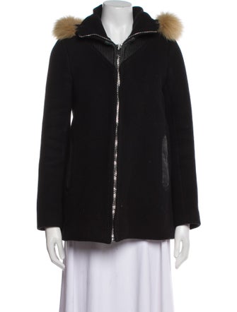 Sandro Wool Faux Fur Jacket