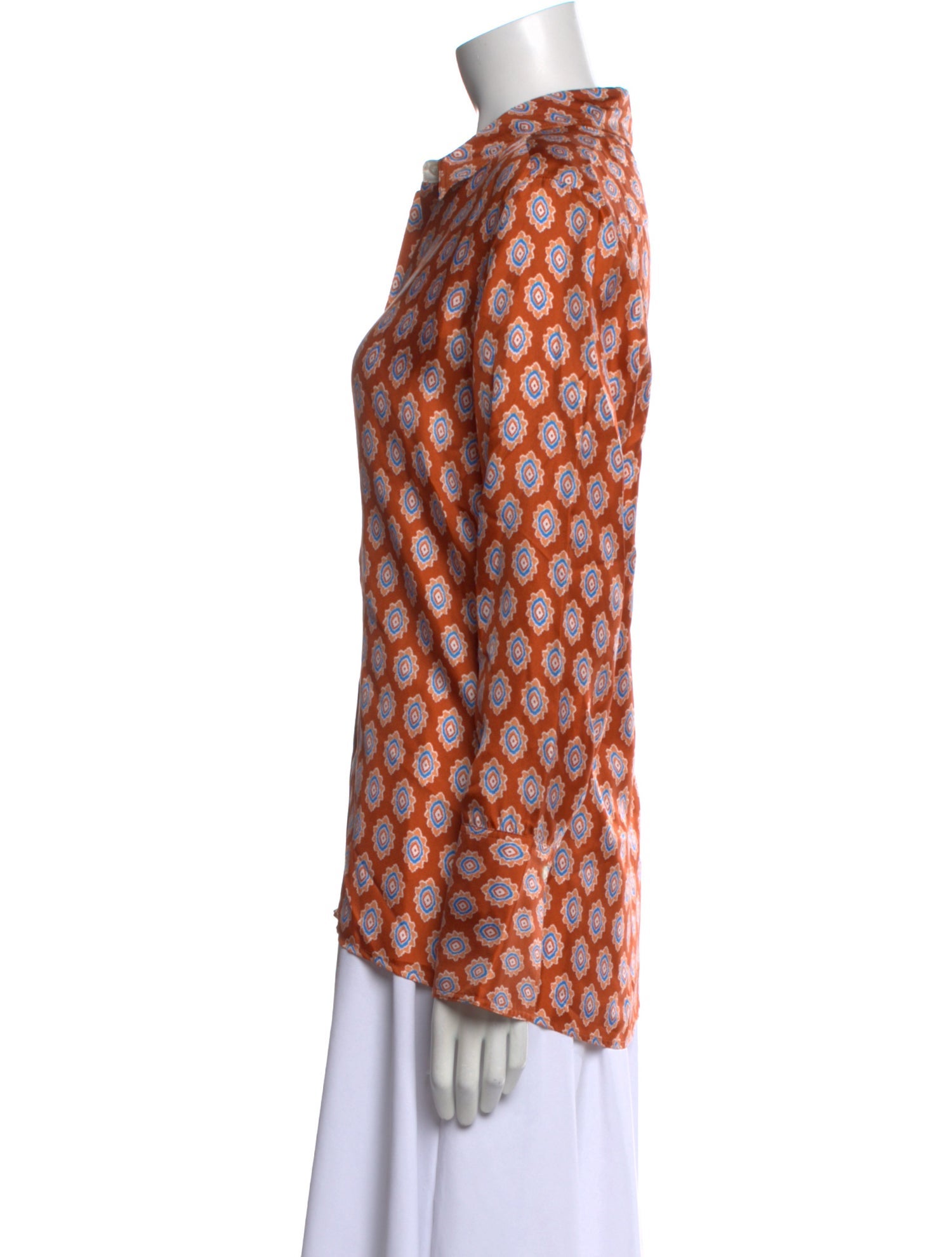 Sandro Silk Printed Button-Up Top