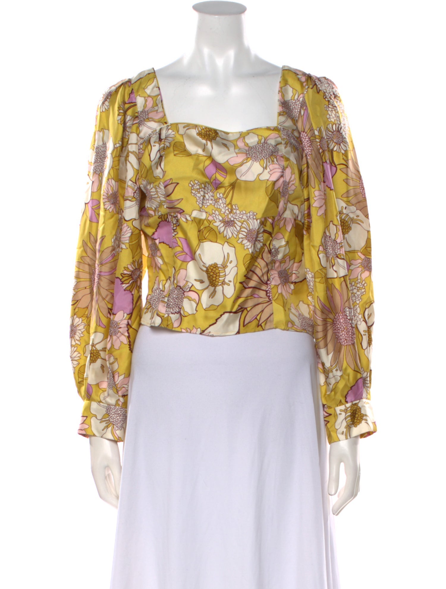 Sandro Silk Floral Print Crop Top
