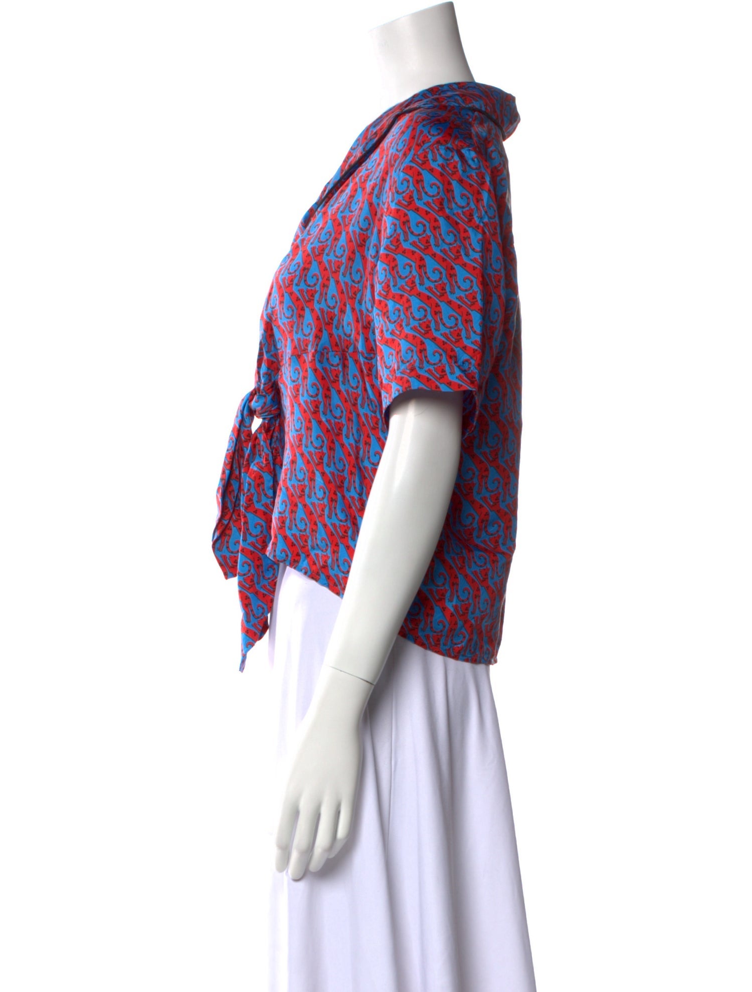 Sandro Silk Printed Crop Top