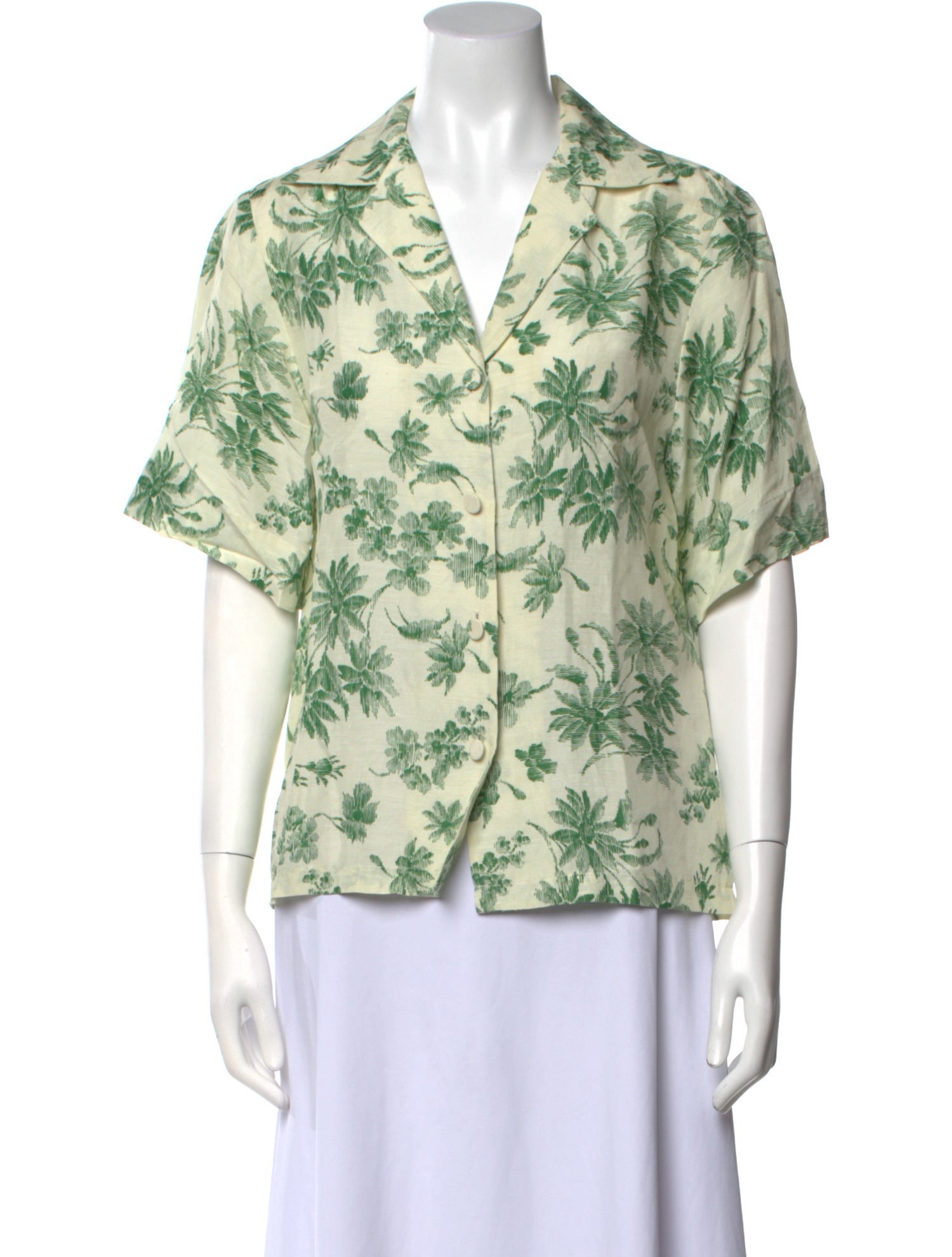 Sandro Floral Print V-Neck Button-Up Top