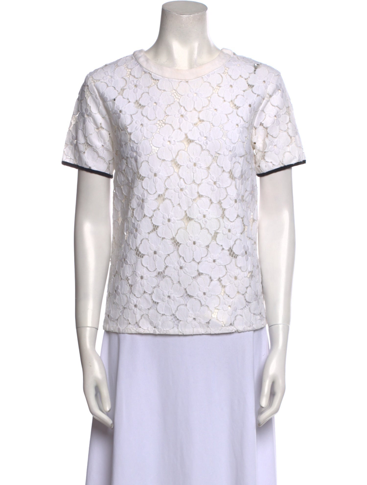 Sandro Nylon Lace Pattern T-Shirt