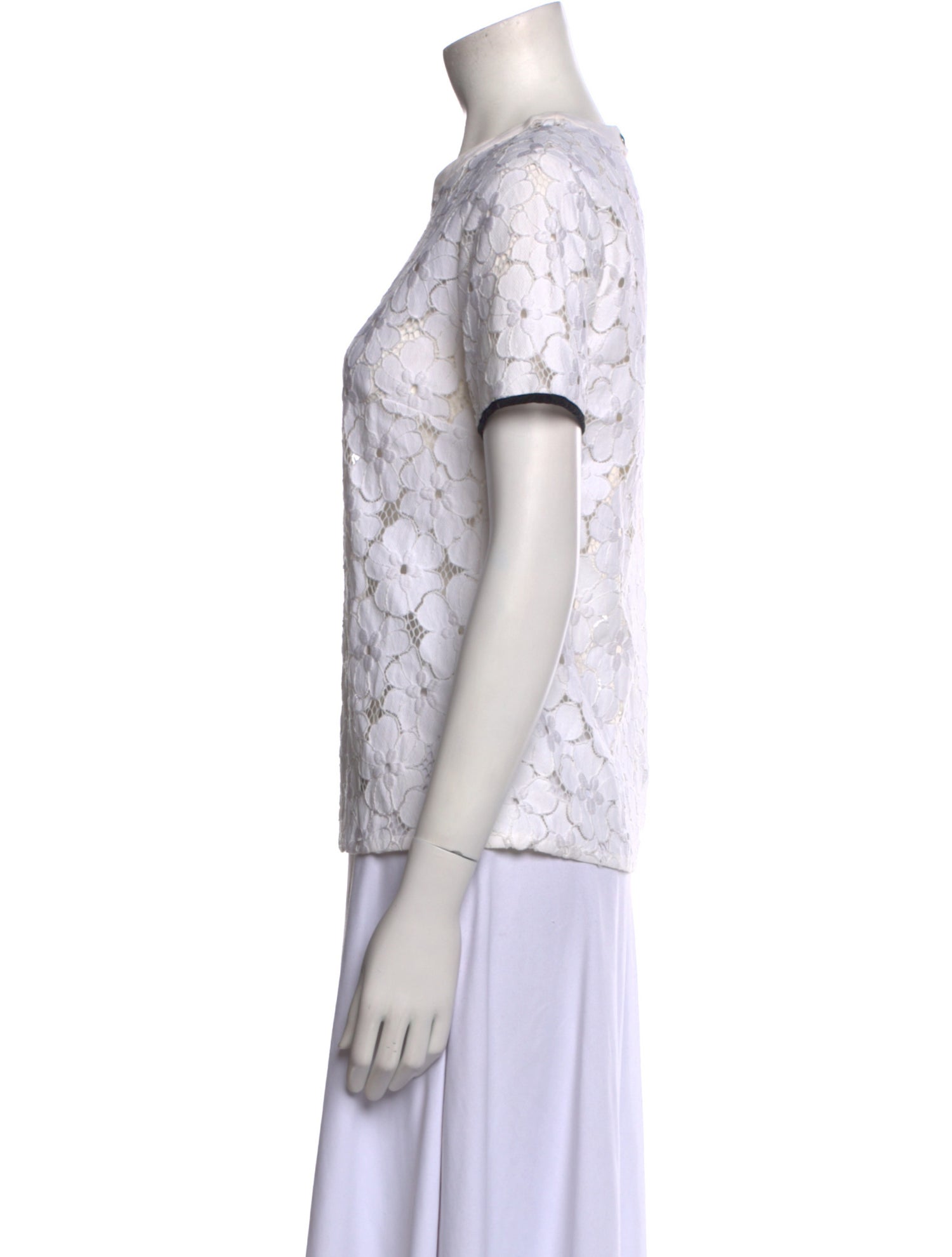 Sandro Nylon Lace Pattern T-Shirt