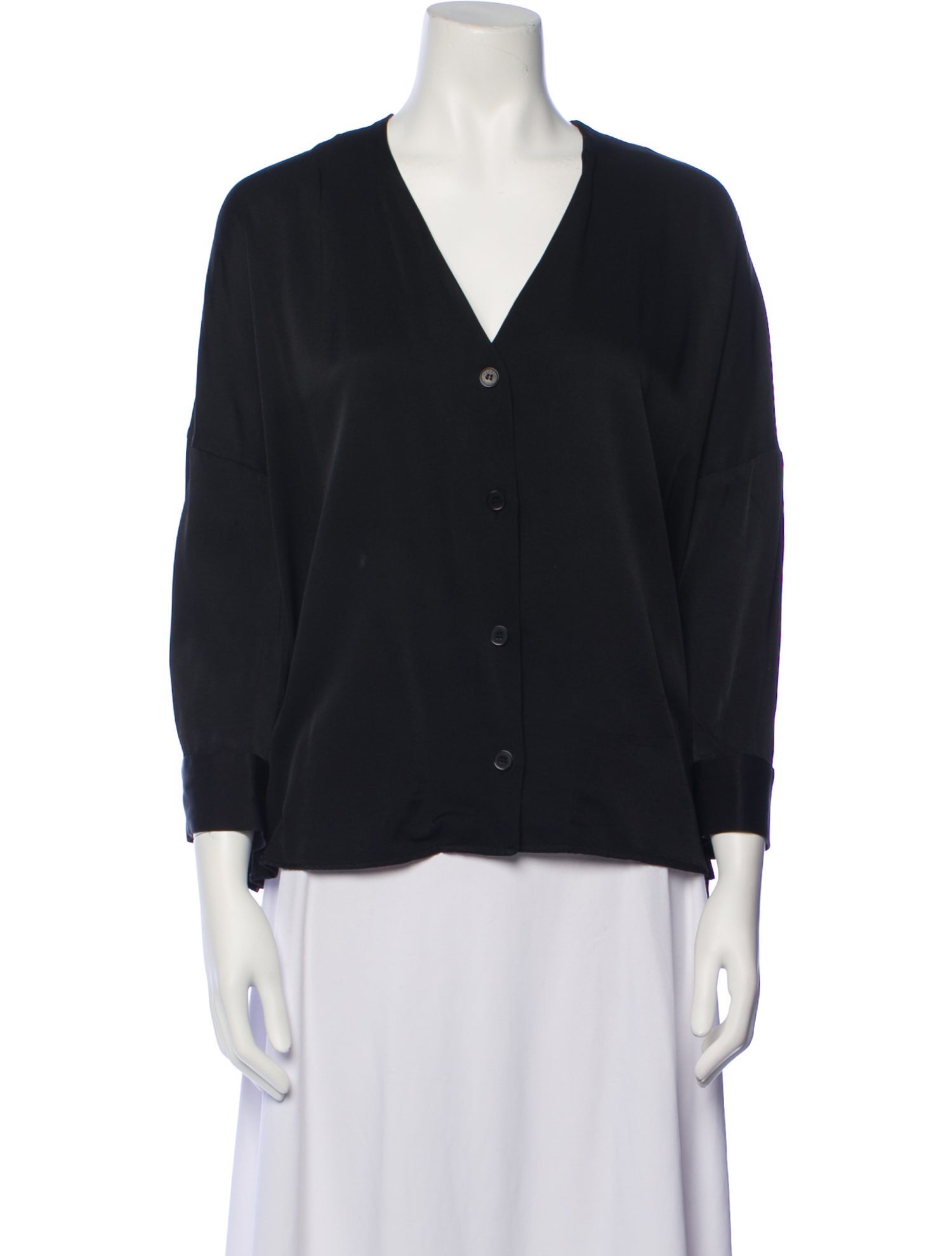 Sandro V-Neck Three-Quarter Sleeve Blouse