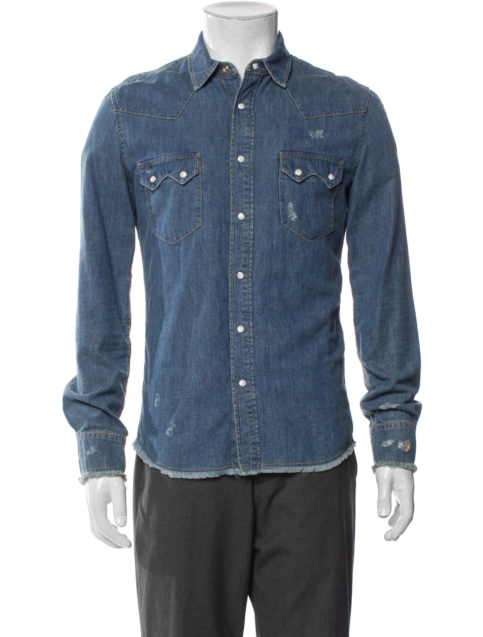 Sandro Long Sleeve Denim Shirt