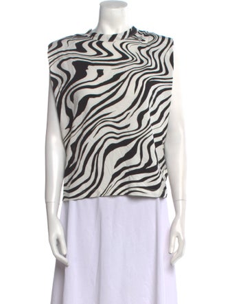 Sandro Animal Print Crew Neck Top