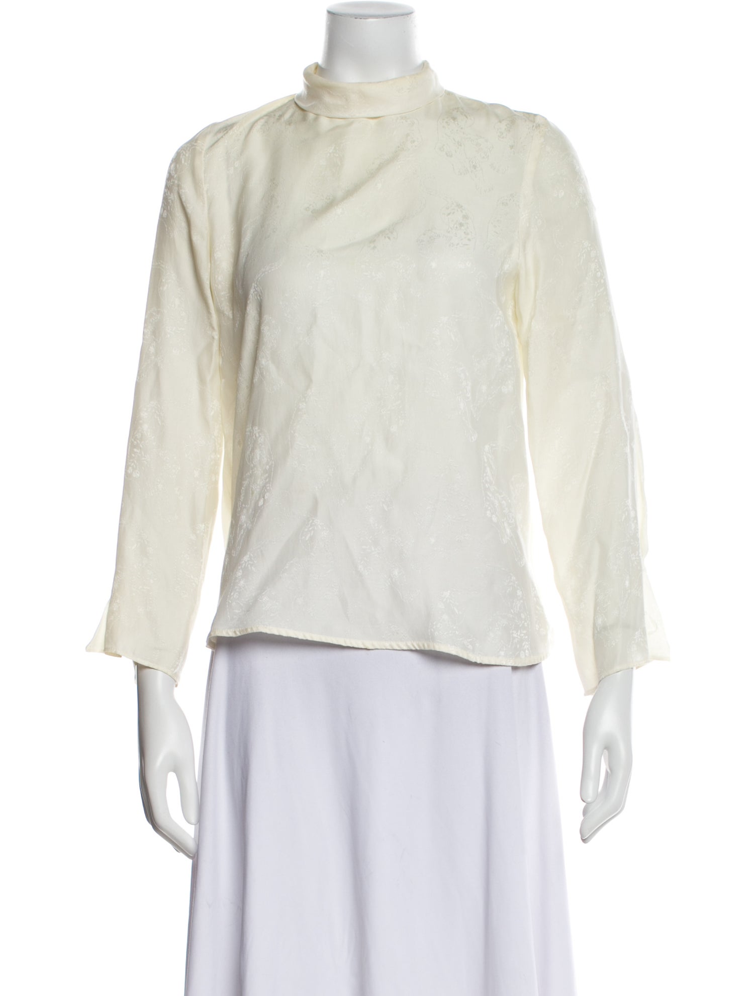 Sandro Mock Neck Three-Quarter Sleeve Blouse