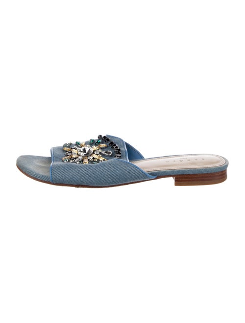 Sandro Denim Crystal Embellishments Slides