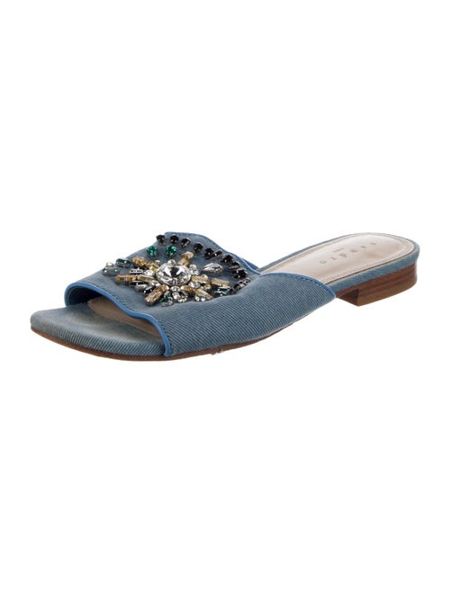 Sandro Denim Crystal Embellishments Slides