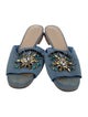Sandro Denim Crystal Embellishments Slides