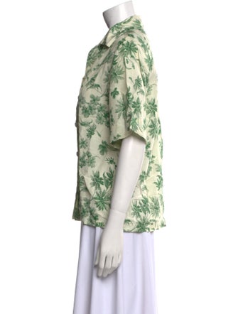 Sandro Printed Short Sleeve Button-Up Top
