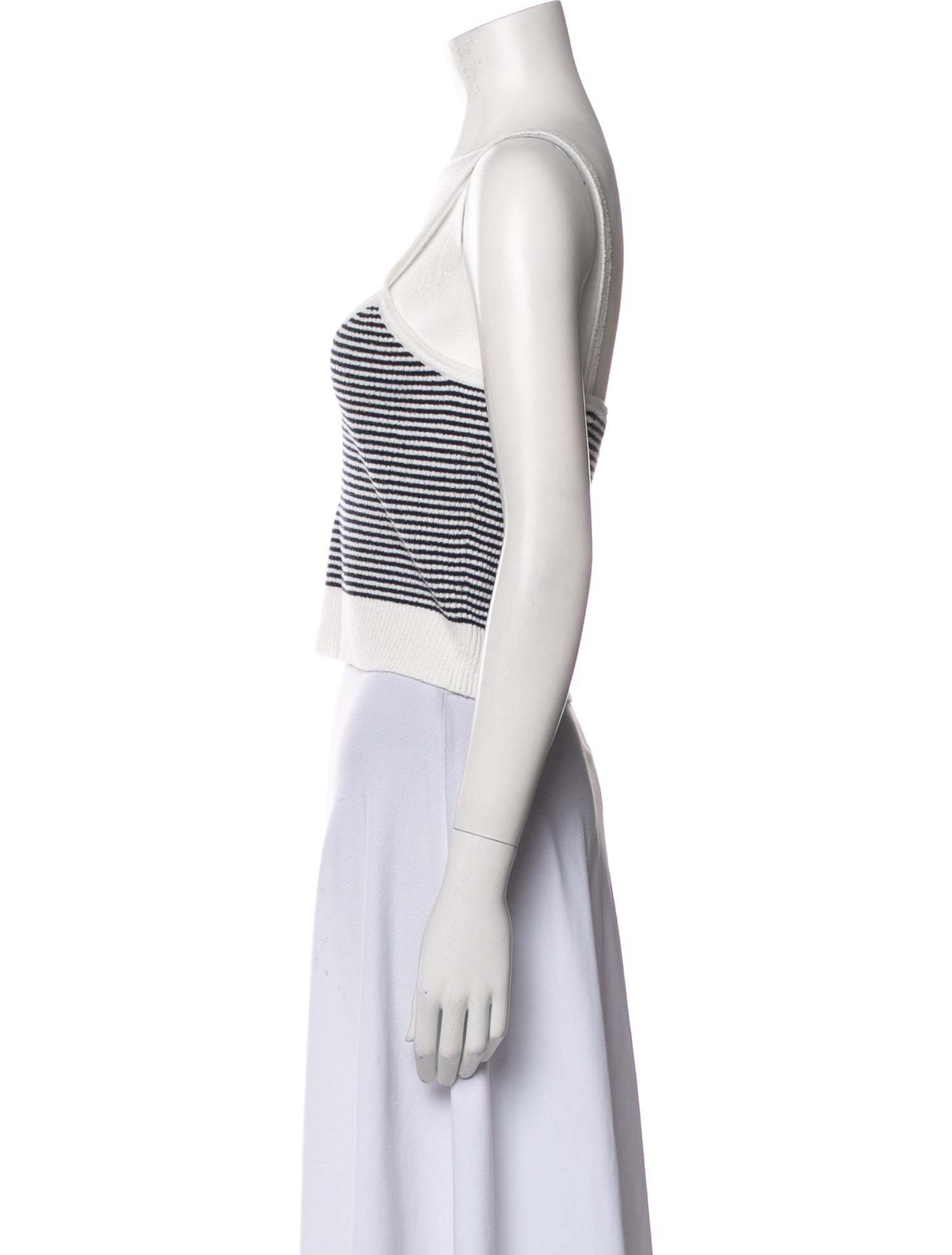 Sandro Striped V-Neck Crop Top