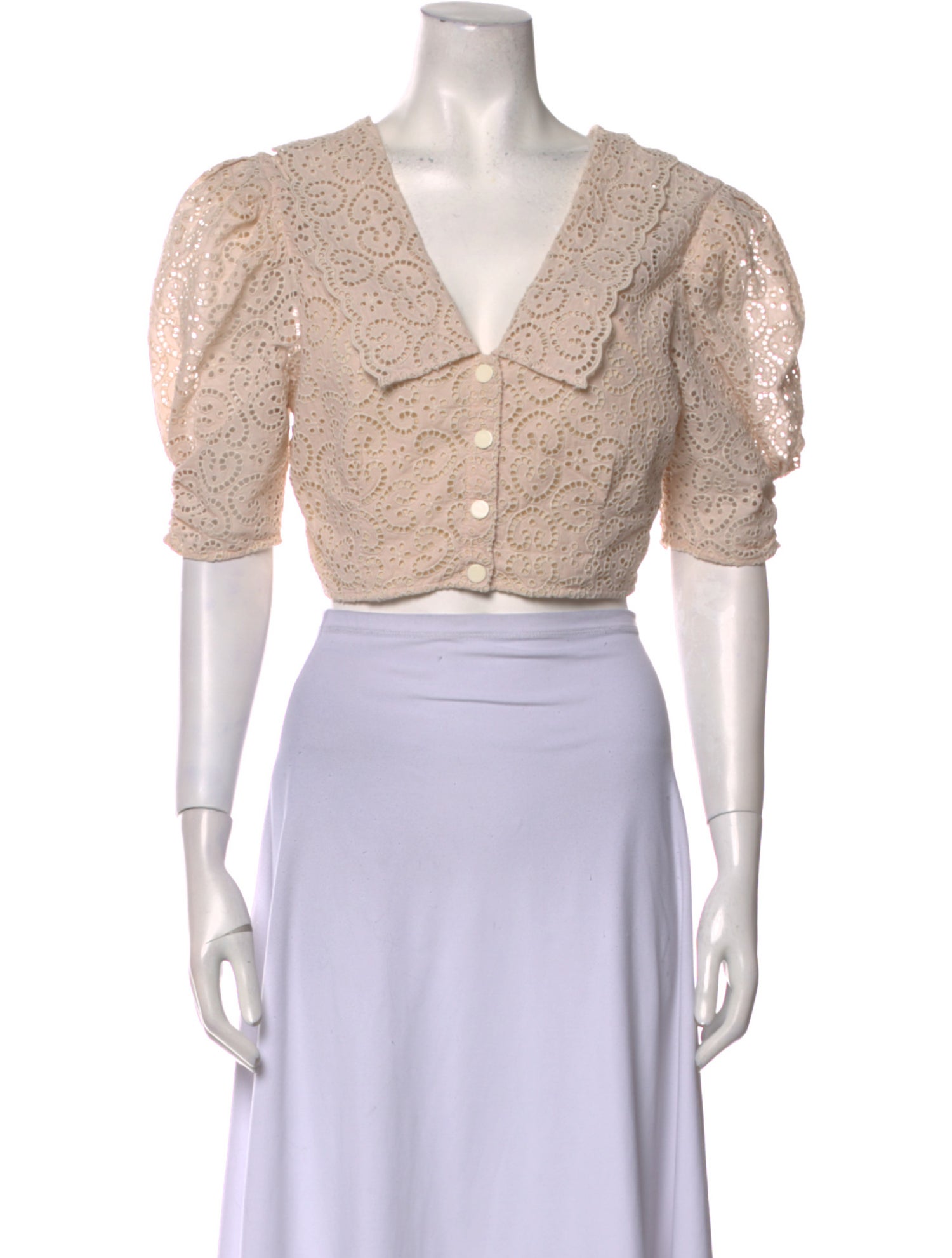 Sandro V-Neck Short Sleeve Crop Top