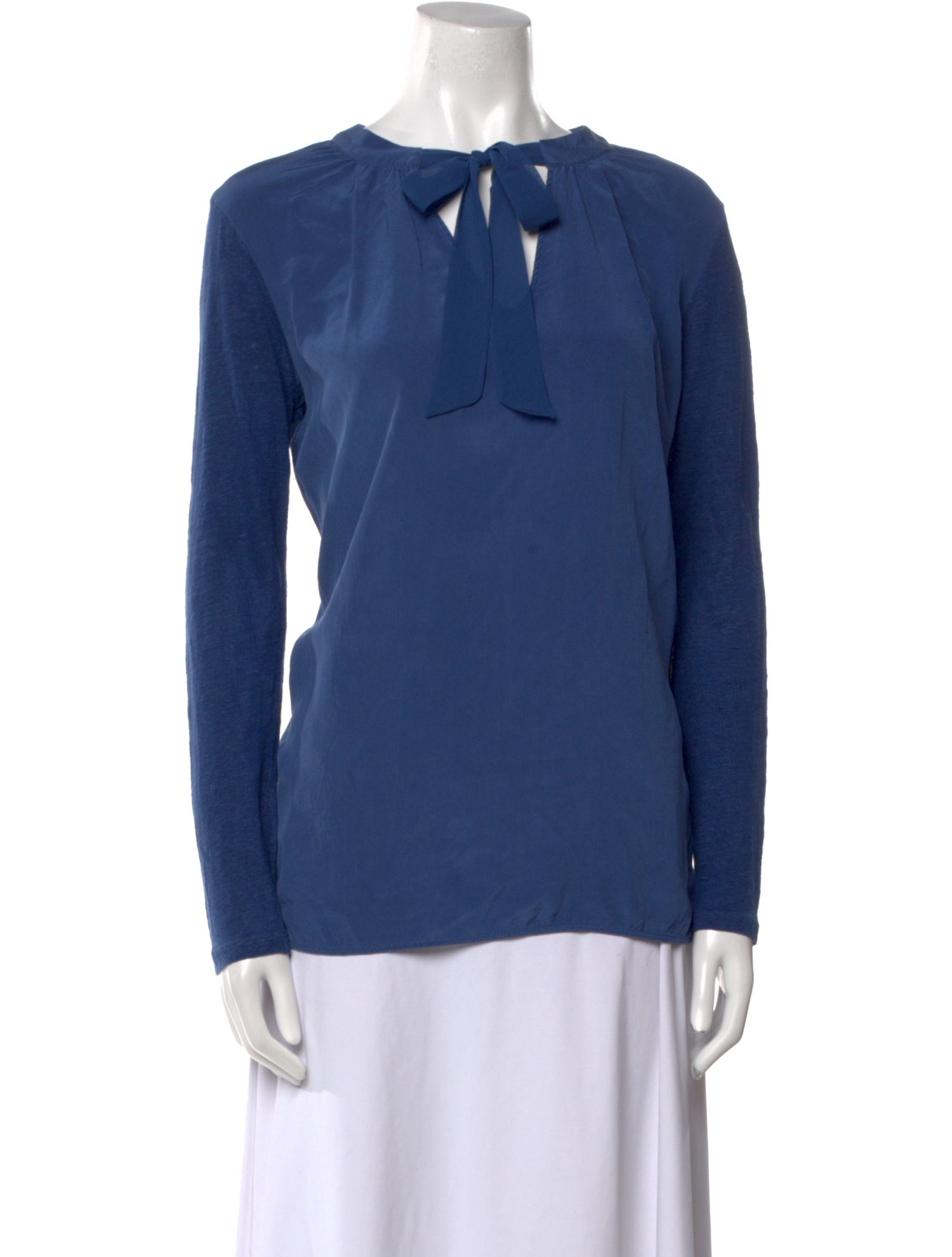 Sandro Linen Tie Neck Blouse