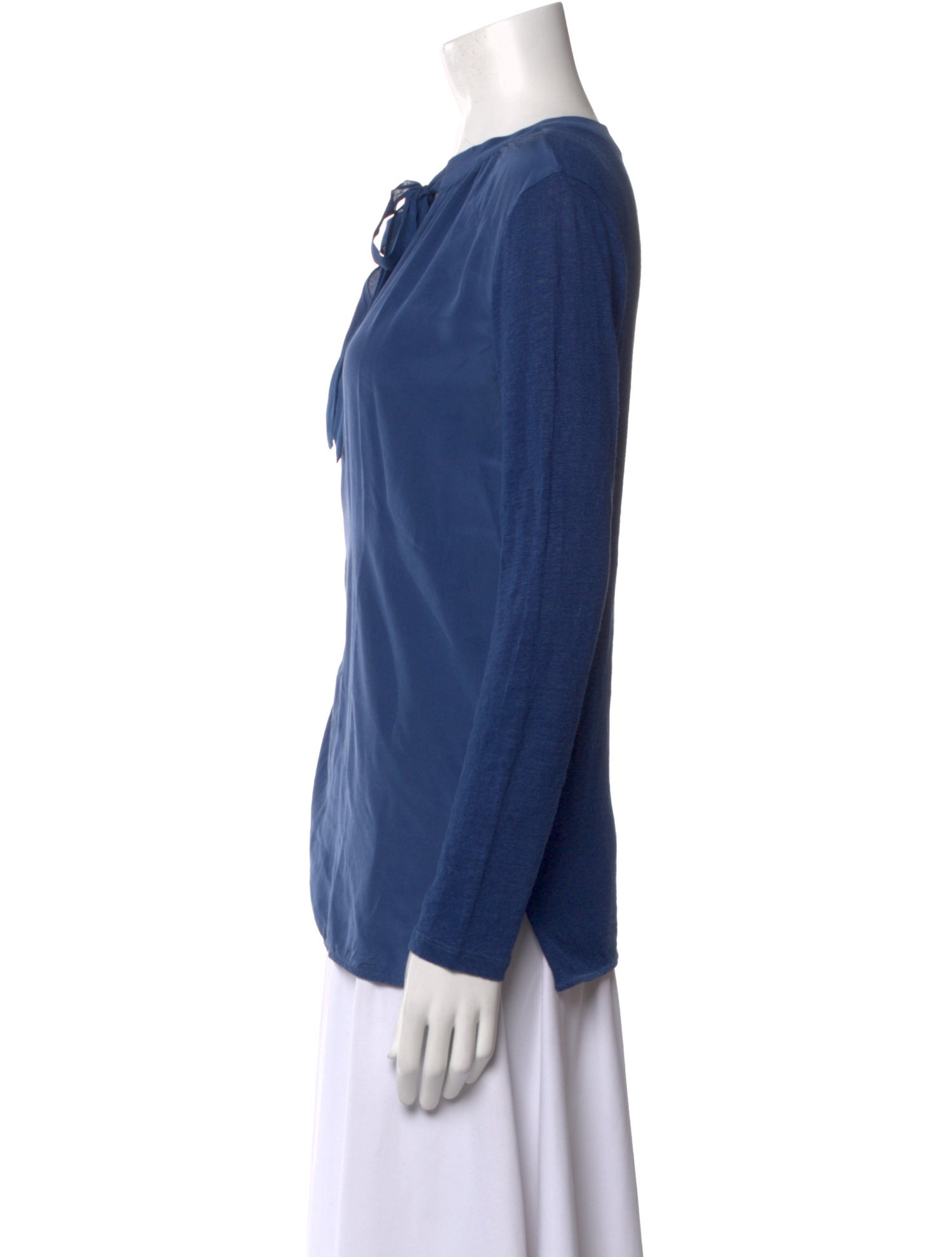Sandro Linen Tie Neck Blouse